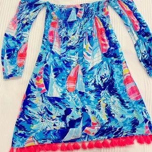 Lilly Pulitzer smocked dress with fringe
